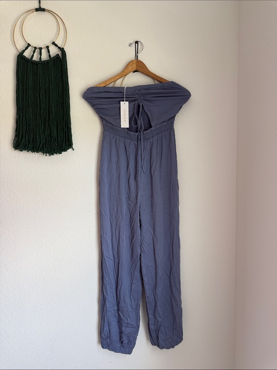 Gilli Pants - Gilli Off-Shoulder Tie-Front Jumpsuit in Slate Blue